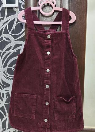 Сарафан вельветовый от denim&co винного цвета 7-9 лет