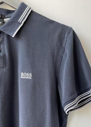 Поло, синяя футболка с воротником hugo boss.