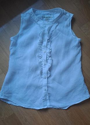 Рубашка льняная, майка белая massimo dutti 9 10 лет, 134-146 рост
