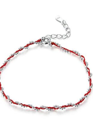 Регульований срібний  браслет з ниткою