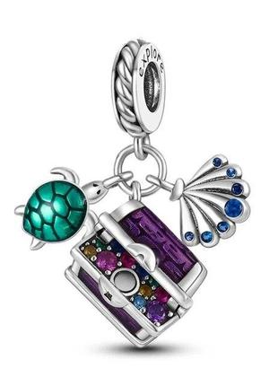 Серебряный шарм-подвеска "морские секреты"