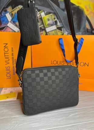 Мужская сумка louis vuitton trio messenger damier infini  s0584 фото