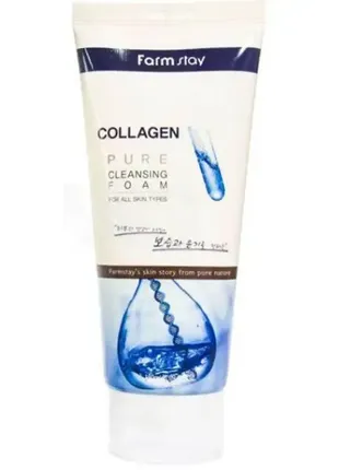 Піна для вмивання омолоджуюча з колагеном farmstay collagen pure cleansing foam 180ml