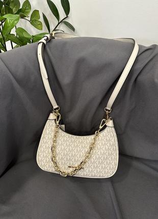 Сумка брендова michael kors cora medium embossed shoulder bag шкіра оригінал4 фото