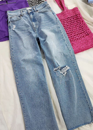Широкі блакитні джинси h&m