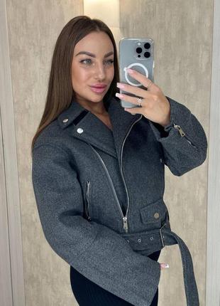 Кашемировая косуха курточка косоворотка серая черная женская короткая m. l.xl