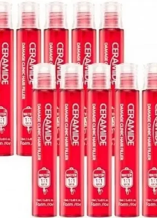 Філер для відновлення волосся з керамідами farmstay ceramide damage clinic hair filler 13ml 1шт ампу