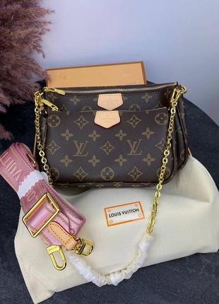 Сумка клатч premium 1:1  lv multi pochette pink