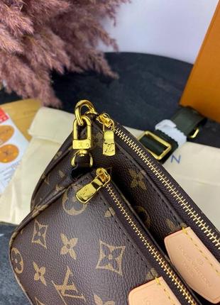 Сумка клатч premium 1:1  lv multi pochette brown/green2 фото