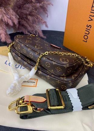 Сумка клатч premium 1:1 lv multi pochette brown/green8 фото