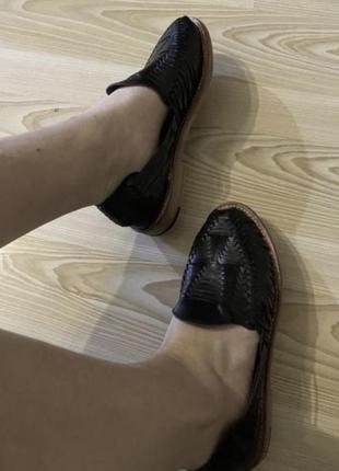 Кожаные мягкие плетёные модные туфли 40-40,5 р4 фото