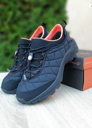 Мужские качественные и стильные кроссовки merrell ice cup moc черные с оранжевым