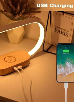 Настільна лампа wanjiaone 3 в 1: led освітлення, бездротова зарядка, usb порт та годинник