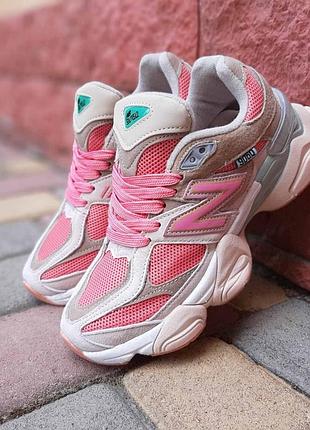 New balance 9060 рожеві з бежевим  кросівки кеди жіночі замшеві нью баланс замша весняні осінні демісезонні літні відмінна якість