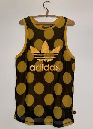 Красивая летняя длинная майка adidas pharrell stella коллаборация zne футболка кархартт тишка безрукавка стусси биг logo сетка в кружочек топ поло