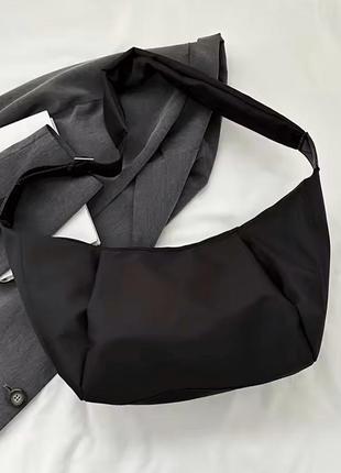 Сумка крос-боди через плече "полумесяц большая" (багет, бананка) черный,​ унисекс wuke