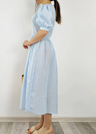 Чарівна сукня міді в блакитну смужку shein4 фото