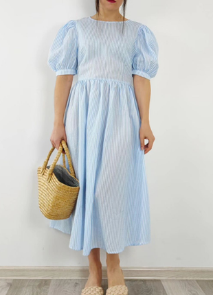 Чарівна сукня міді в блакитну смужку shein3 фото