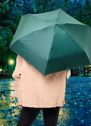 Карманный мини зонт в футляре зеленый
