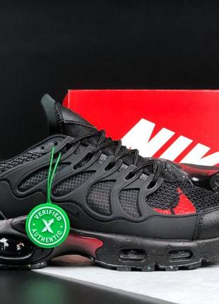 Nike air max terrascape plus чорні з червоним кросівки кеди чоловічі найк аір макс з балоном весняні літні низькі топ якість текстильні сітка легкі