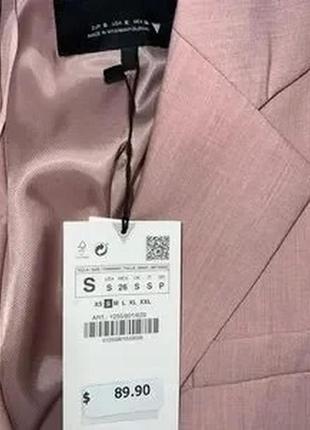 Пиджак zara пудровый розовый7 фото