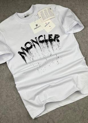 Брендова чоловіча футболка / якісна футболка moncler в білому кольорі на літо