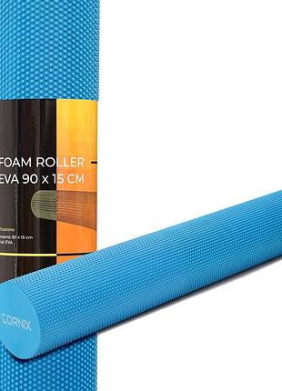 Массажный ролик cornix eva+ 90 x 15 см (валик, роллер) xr-0316 blue