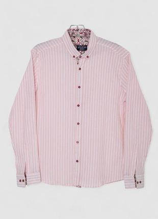 Сорочка чоловіча в смужку, колір персиково-молочний, 247r453