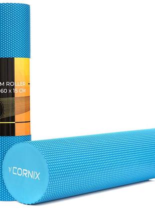 Массажный ролик cornix eva+ 60 x 15 см (валик, роллер) xr-0311 blue