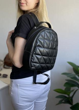 Чорний жіночий рюкзак рюкзачок середнього розміру міський портфель7 фото