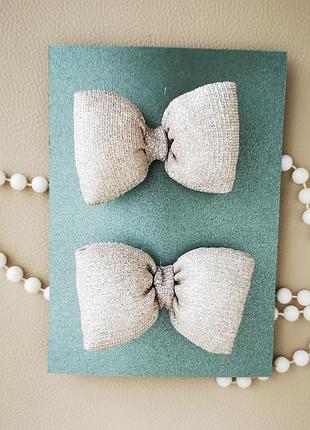 Серый бархатный объемный бантик для волос ручная работа для девочек на заколке крокодильчик