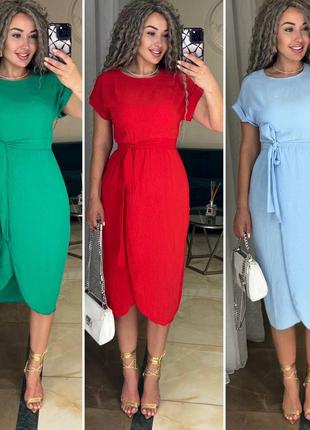 Літня сукня міді жатка - 5 кольорів 💫лідер продажів 💫 супер ціна2 фото