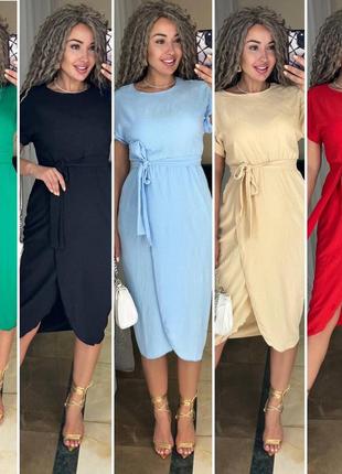 Літня сукня міді жатка - 5 кольорів 💫лідер продажів 💫 супер ціна