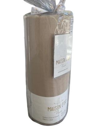 Простынь на резинке с наволочками maison dor satin led fitted beige сатин 100*200 см +28 см,50*70 см бежевая