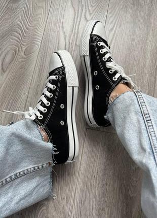 Женские весенние кеды люкс качества спортивные в стиле converse черно-белые7 фото