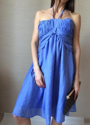 Вечірнє блакитне плаття міді4 фото
