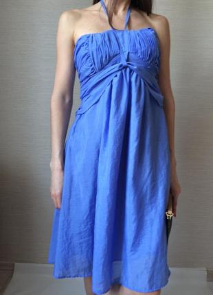 Вечірнє блакитне плаття міді7 фото