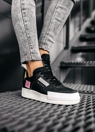 Женские кроссовки  nike air force 1 type 354 black white 2