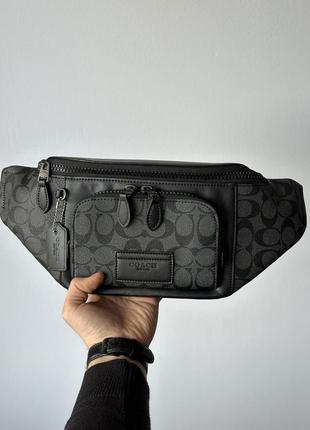 Бананка coach track belt bag grey сумка