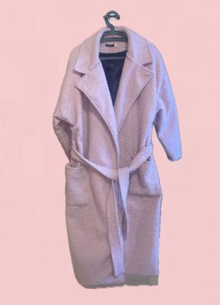 Стильное женское пальто шуба букле-шерсть-барашек тедди с поясом