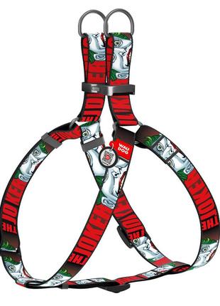 Шлея для собак анатомічна waudog nylon з qr паспортом, малюнок "джокер", металічна пряжка-фастекс, ш 25 мм,