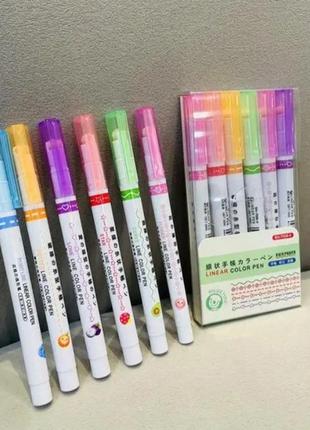 Набор из 6 спец маркеров kawaii flowers роликовый наконечник, лайнер маркер для письма...