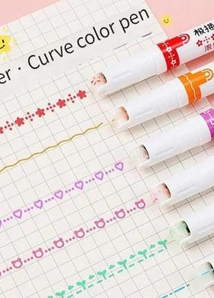 Набор из 6 спец маркеров kawaii flowers роликовый наконечник, лайнер маркер для письма...