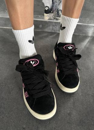 Женские кроссовки в стиле adidas campus black / pink zebra premium.2 фото