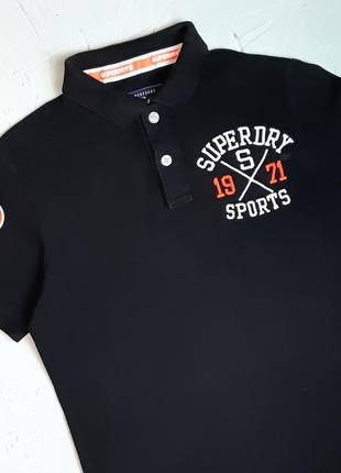 🎁1+1=3 брендовая черная футболка поло superdry, размер 44 - 464 фото