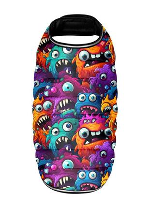 Курточка-накидка для собак waudog clothes, малюнок "зубасті монстри", m, а 37 см, b 52-62 см, с 36-47 см