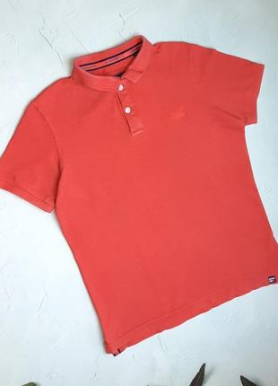 🌿1+1=3 брендовая мужская оранжевая футболка поло superdry хлопок, размер 50 - 526 фото