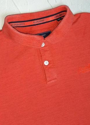 🌿1+1=3 брендовая мужская оранжевая футболка поло superdry хлопок, размер 50 - 524 фото