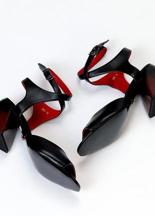 Модные черные женские босоножки на каблуке летние эко-кожа лето10 фото
