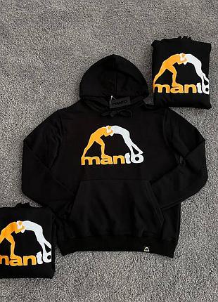 Чоловіча кофта худі manto logo 2.0 чорна з капюшоном толстовка манто